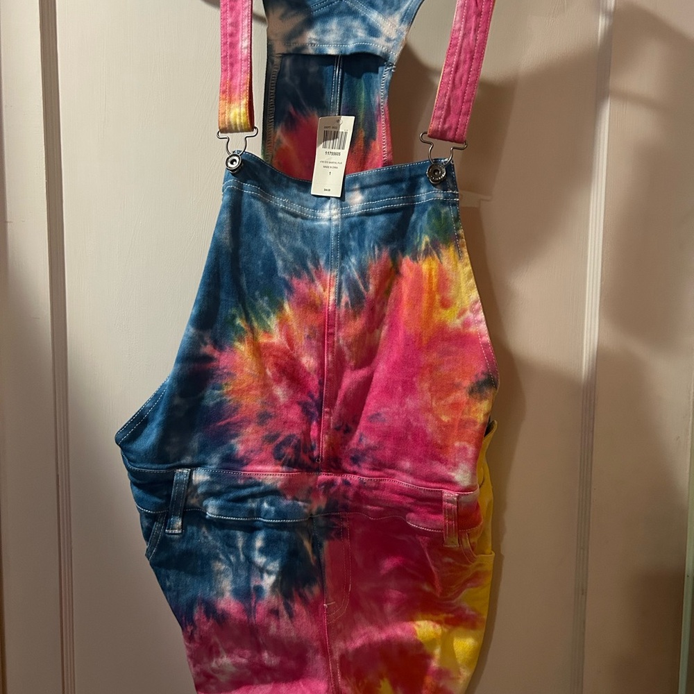 Colorful Tie-Dye Overall Shorts